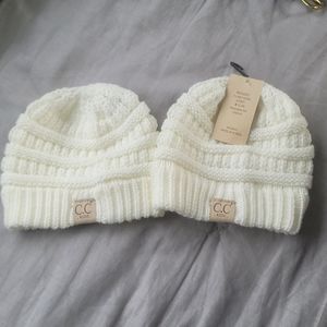 Set of 2 CC Knit Hats - Cream - Kid's Size